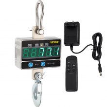 VEVOR Wildwaage Digital 1 000 KG, Hängewaage Digital mit Hohe Genauigkeit, Elektronische Kranwaage Hängewaage Digitale Haken, Mini tragbare Hängewaage mit LCD Anzeige für Koffer, Fischerei(Silber)