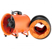 VEVOR Baulüfter 320 W Axialventilator, 3300 U / min Axialgebläse, 25 mm Durchmesser Windmaschine mit 5 Meter PVC Schlauch, 2700 m3 / h Durchfluss Industrieventilator für Kühlung, Lüftung & Trocknung