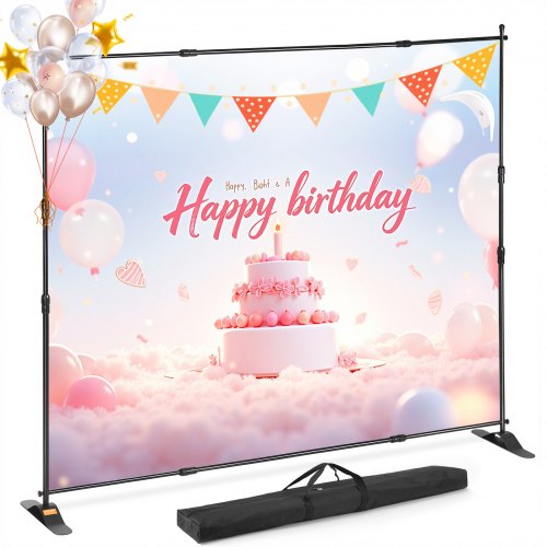 VEVOR Teleskoprohr Hintergrund Ständer DM-ABS Teleskop Hintegrundsystem Anpassungsfähigkeit 20 x 20 cm oder 20 x 25 cm, Hintergrund Ständer Aluminium Material für Feiertagsveranstaltungen
