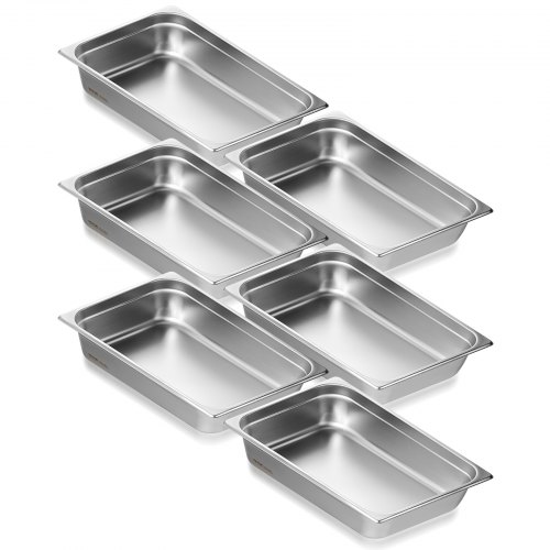 

VEVOR 6er-Pack Hotelpfannen Gastronormbehälter Edelstahl 530x326x107mm 13,9L