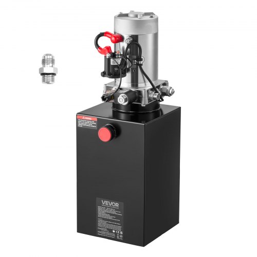 VEVOR 10 Qt Hydraulikaggregat einfachwirkende Kippanhängerpumpe, maximaler Öffnungsdruck 22 MPa und Fördermenge 3,4 L/min, 12 V DC Hydraulikpumpe mit Metallbehälter für Kippanhänger Schwarz