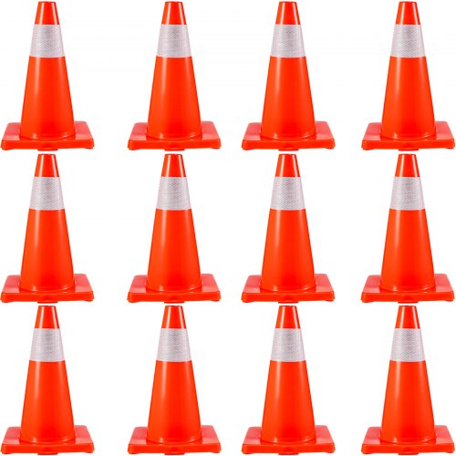 

VEVOR 12er-Pack 45,7 cm Verkehrskegel, Sicherheits-Straßenparkkegel mit PVC-Basis, Orangefarbene Verkehrskegel, Gefährliche Baukegel für das Parken im Hausverkehr