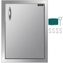 VEVOR 45x60 cm Kamintür Vertikal BBQ Island Tür mit 1 Edelstahl Inspektionstür Eintürige Putztür Inspection Door BBQ Tür