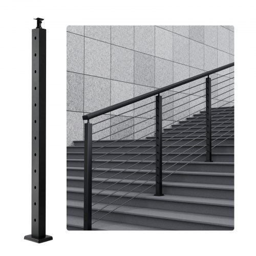 

VEVOR Geländerpfosten, 106,68x5,08x5,08 cm, 30° abgewinkeltes Loch, Treppengeländerpfosten, 12 vorgebohrte Löcher, SUS304 Edelstahl-Pfosten mit gebogener Halterung, 1er-Pack, 1JZLGZ106755Y9XMJV0