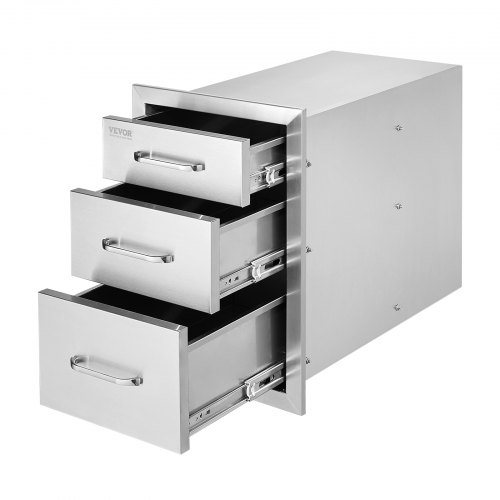VEVOR Outdoor-Küchenschubladen, Unterputz-Grillschubladen aus Edelstahl mit dreifachem Zugriff und Griff, Grillinselschubladen für Außenküchen oder Terrassen-Grillstationen 356 x 516 x 588 mm