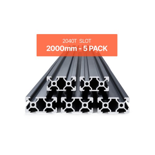 

VEVOR 5er Set 2000 mm T-Nut 2040 Aluminium-Strangpressprofil, eloxierte Linearschiene nach europäischem Standard, Nutenprofil für 3D-Drucker, CNC-Maschine DIY, Lasergravur, Schwarz