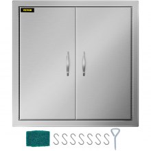 VEVOR BBQ Türen 24 x 24 Zoll Schranktüren Kamintür vertikal mit Doppeltüren Putztür Edelstahl für Außenküche Badezimmer