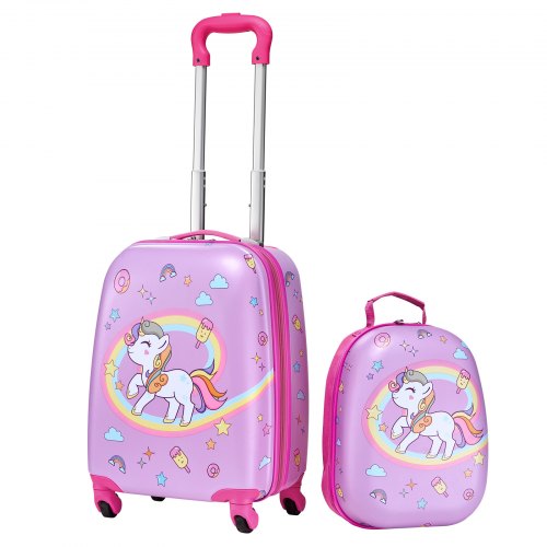 

VEVOR 2 tlg. Kinderkoffer Set, 457,2 mm, Hartschalenkoffer mit Rollen & Rucksack, Kindertrolley, Kids Suitcase, perfekte Geschenke für Jungen und Mädchen, praktisch für Reisen & Fliegen (Einhorn)