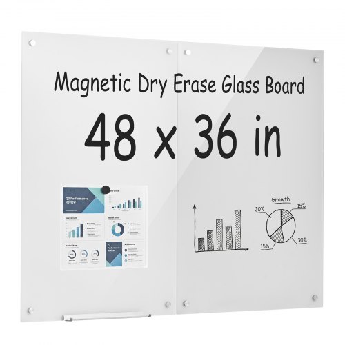 VEVOR Whiteboard Magnetisch 900x600 mm Wandtafel Magnettafel 2er-Pack Weiß, Büro Schule Klassenzimmer Homeschooling Rahmenlos 4,3 mm Dickes Sicherheitsglas inkl. Marker Magnete Schwamm