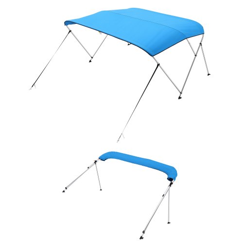 

VEVOR Bimini Top Bootsabdeckung Sonnenverdeck (3 Bögen) aus 600D Polyester mit Rahmen aus Aluminiumlegierung, wasserdichte Sonnenschutz-Bootsmarkise mit Aufbewahrungstasche, 201-213 cm (B) Blau