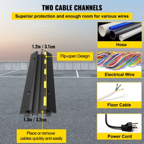 2x 1 Kanal Büro Kabelbrücke Gelb Kabelkanal Überfahrschutz Kabelschutz Rampe PVC 