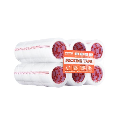 

VEVOR transparentes Packband, 76,2 mm Kern, 24er-Set 76,2 mm x 59,436 m Paketklebeband, 0,068 mm dick, strapazierfähiges Klebeband für Umzüge, Lagerung & Verpackung, Versand & Postversand, Büro