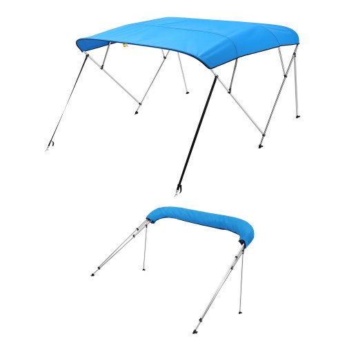 

VEVOR Bimini Top Bootsabdeckung Sonnenverdeck (4 Bögen) aus 600D Polyester mit Rahmen aus Aluminiumlegierung, wasserdichte Sonnenschutz-Bootsmarkise mit Aufbewahrungstasche, 201-213 cm (B) Blau