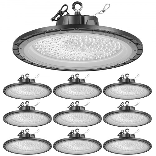 VEVOR 10er-Pack LED-Hallenstrahler, 5000 K, 200 W, 30000 lm, UFO-LED-Hallenbeleuchtung, IP65 wasserdicht, 100–277 V Weitspannung für Lager, Werkstatt, Fabrik, Fitnessstudio, Garage, Scheune