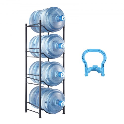 

VEVOR Wasserkrughalter mit 4 Ebenen, 5 Gal Wasserflaschenhalter, einreihiges Wasserflaschenregal aus Eisen für 4 Flaschen, robustes Wasserkrugregal Wasserkrughalter für Küche Büro Wohnzimmer schwarz