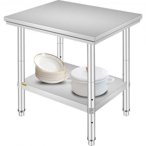 VEVOR Edelstahl Arbeitstisch 760 x 600 x 70 mm Essenszubereitung für die Zubereitung von Mahlzeiten, Nähen, Waschen, Basteln, Garagennutzung usw.