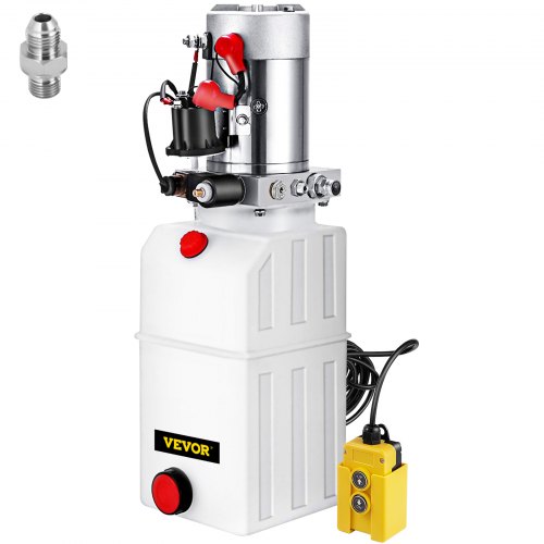 

VEVOR 6L Hydraulikpumpe Nenndrehzahl, 2850R / MIN Hydraulikaggregat Einfachwirkend Kipperpumpe, Hydraulikaggregat mit Tank aus Kunststoff 4,5M Kabelfernbedienung