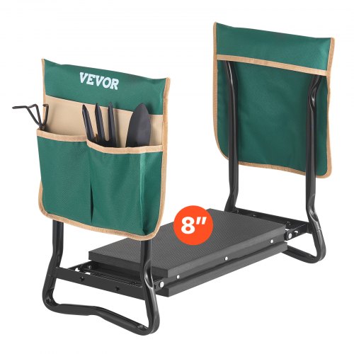 VEVOR Kniebank 590x290x490 mm, Kniekissen 203x405 mm Kniepolster, Kniehilfe Gartenarbeit bis 150 kg, klappbarer Gartensitz mit 2 Werkzeugtaschen, Arbeitshocker lindert Knie- & Rückenschmerzen