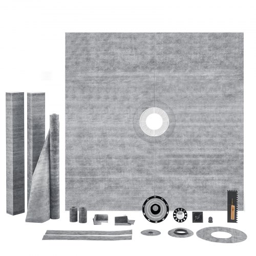 

VEVOR Duschaufsatz-Set, 1828 x 1828 x 32 mm großes Duschwannen-Set mit ABS-Mittelflansch, wasserdichter Duschaufsatz, Membran und Leiste, Duschwannen-Neigungsstangen, passend für Badezimmer