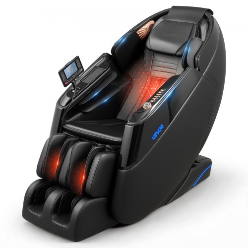 VEVOR Massagesessel, 4D-Zero-Gravity-Relaxsessel mit Ausziehbarer Fußstütze, Automatikprogrammen, Airbags, Heizfunktion für Taille & Beine, Bluetooth-Lautsprecher, Touchscreen für Zuhause & Büro