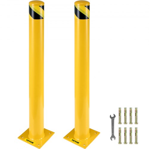 

VEVOR Zwei 122 cm Parkplatz-Sicherheitspoller Parkschrankenpfosten, 20 x 20 cm Parkbarriere Parkpfosten, Parkpfosten Verkehrsstraßenröhre Stange, Geeignet für Innen- und Außenbereiche, Parkplätze