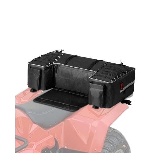 VEVOR ATV Heckaufbewahrungstasche Hecktasche Heckfrachttasche (60 L) mit Rückenlehne und wasserdichter Abdeckung, Rücksitz-Ausrüstungstasche, für die meisten ATVs UTVs mit Gepäckträger