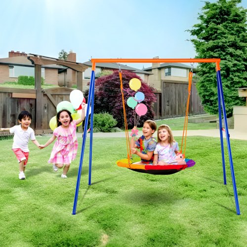 VEVOR Schaukel-Sets für den Garten, 200 kg Tragkraft, Schaukel-Set, 101,6 cm Tellerschaukelsitz mit robustem A-Rahmen-Schaukelständer aus Metall und verstellbarem Seil, einfach zu montieren, Schaukel-Set für den Außenbereich für Kinder