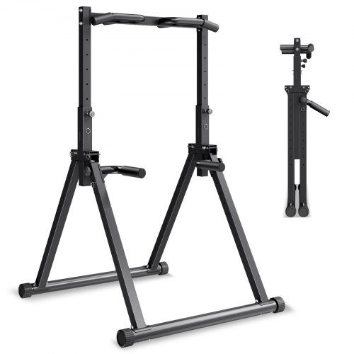 

VEVOR Klimmzugstange faltbare Klimmzugstation Power Dip Station mit 150 kg Tragkraft & Dreiecksstruktur & robustem Stahlrohr, 9-fach höhenverstellbar, Krafttraining von Armen Rücken Schwarz