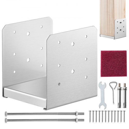 

VEVOR Aufschraubhülse 149 x 143 x 160 mm U Pfostenträger aus Edelstahl mit Sprühbeschichtung Pfostenschuh mit einer 23 mm dicken Deckplatte Pfosten Ideal für Pergolen Verandageländern