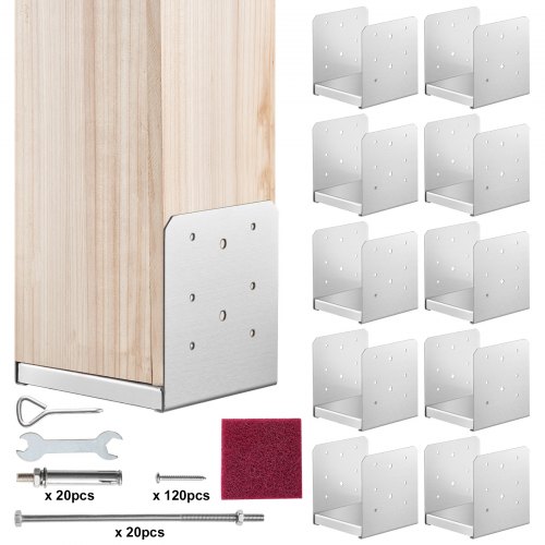 

VEVOR 10er-Set Aufschraubhülse 149 x 143 x 160 mm Pfostenträger Kohlenstoffstahl Pfostenschuh Pfosten Pfostenunterlage Bodenhülse Stützenfuß Ideal für Verandageländern, Pergolen und Säulen