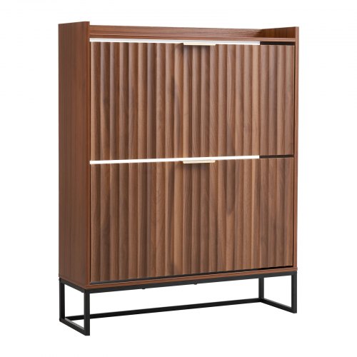 

VEVOR Schuhschrank mit 2 Klappen, platzsparender Schuhkipper & Kippschutz, freistehender Schuhregal-Organizer für den Eingang Flur Wohnzimmer Veranda, Schuhregal 80 x 24 x 100 cm Braun