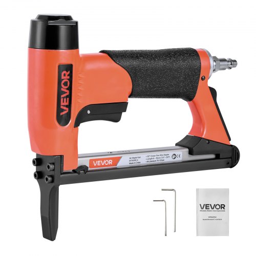VEVOR Drucklufttacker, Langnasen-Druckluftnagler für Feindrahtklammern der Serie 80, 12,8 mm Krone, 6–16 mm Länge, max. 150 Stk. Nagelpistole für Polsterarbeiten, Holzbearbeitung, Heimwerken