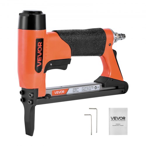 VEVOR Druckluftnagler, Langnasen-Drucklufttacker für Feindrahtklammern der Serie 71, 9,5 mm Krone, 6-16 mm Länge, max. 180 Stk. Nagelpistole für Polsterarbeiten, Holzbearbeitung, Heimwerken