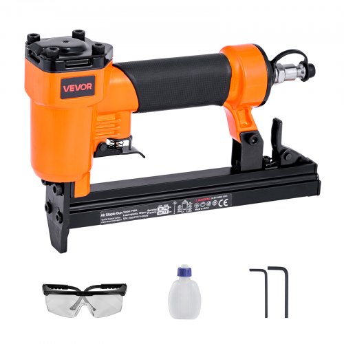 VEVOR Druckluftnagler, Drucklufttacker für Feindrahtklammern der Serie 71, 9,1 mm Krone, 4–16 mm Länge, 70–110 PSI, Druckluft Nagelpistole für Holzarbeiten, Polsterarbeiten, Heimwerkerprojekte