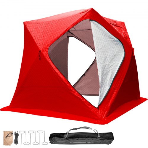 

VEVOR 3 Person Ice Fishing Shelter Zelt 210D Oxford Gewebe tragbare Ice Shelter Starke Verdicken wasserdichte Ice Fish Shelter für Freien Angeln(Rot)