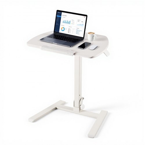 VEVOR Höhenverstellbarer Schreibtisch Computertisch 650x480x(740-1090)mm, Metallgestell, MDF-Tischplatte, 0-90° Neigbar, 15kg Belastbarkeit, Lenkrolle mit 2 Bremsen, Steh-Sitz Tisch für Büro Zuhause