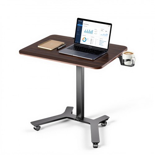 VEVOR Höhenverstellbarer Schreibtisch Computertisch 715x520x(725-1070)mm, Metallgestell, MDF-Tischplatte, 15kg Belastbarkeit, Lenkrolle mit 2 Bremsen, Mobiler Bürotisch für Homeoffice Arbeitszimmer