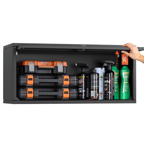 VEVOR Hängeschrank Werkstatt, 770x305x356 mm, Werkzeugschrank mit hochklappbarer Tür, 54 kg Tragkraft pro Regal, Wandhängeschrank, geeignet für Garage, Keller, Küche, Lager, Montage erforderlich