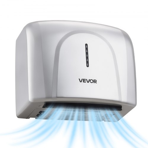 VEVOR Händetrockner zur Wandmontage 1300W Automatischer Handtrockner Silber, Hohe Geschwindigkeit, Schnelles Trocknen, HEPA-Filter, IPX24, Infrarotsensor, ABS-Konstruktion, Dualmodi für Gewerbe Zuhause