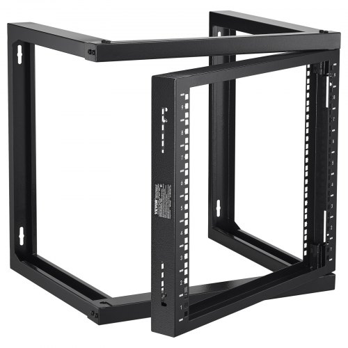 VEVOR 9U-Rack zur Wandmontage, 150 lbs/68,04 kg maximale Tragkraft, Server-Netzwerk-Rack mit offenem Rahmen und Käfigmutternschrauben, Karbonstahl 20,9 x 17,7 x 20,5 Zoll für 19 Zoll/482,6 mm AV- und Server-IT-Geräte, schwarz