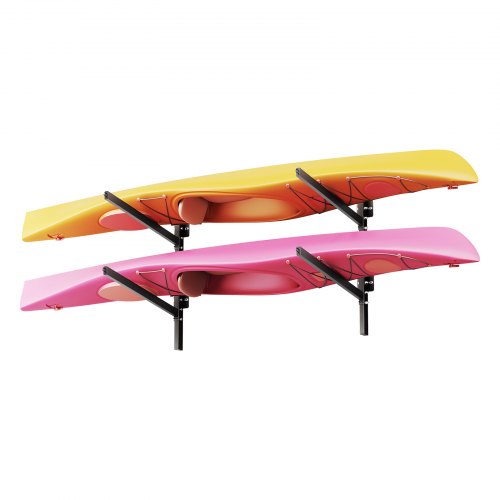 VEVOR Kajak-Aufbewahrungsregal Wandhalterung für 2 Kajaks/Kanus/Surfbretter/Paddleboards/Kleine Boote, Kajakständer mit 90,7 kg Tragkraft, Einstellbarer Kajakhalterung Lagergestell für Garage Steg
