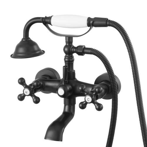 

VEVOR Badewannenarmatur Klauenfuß zur Wandmontage mit Handbrause, Vintage Badewannenarmatur mit verstellbaren Schwenkarmen & 360°-Drehauslauf, Wasserhahn Duschset Wannenfüll-Set Mattschwarz