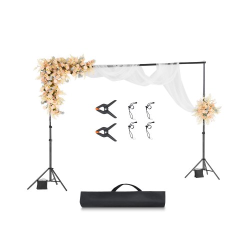 VEVOR Hintergrundständer verstellbares Fotohintergrundständer (Hintergrundtuch: 300 x 300 cm), tragbarer Hintergrundständer mit 2 Stativen, Bildschirmständer für Produktfotografie Studiofotografie