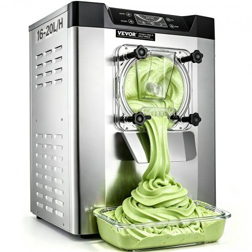 VEVOR kommerzielle Eismaschine Eiscrememaschine 16-20 L/H Eiscreme, 1400 W Harteiscreme-Maschine mit intelligentem LCD-Display & verschiedenen Geschmacksrichtungen, für Snackbar, Restaurant Silber