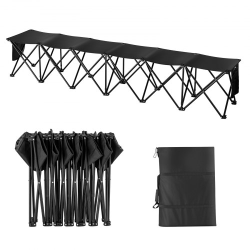 

VEVOR Tragbare Klappbank, 6 Sitze, faltbare Seitenbank, Outdoor-Campingbankstühle mit Tragetasche, Mannschaftssport-Seitenbank für Fußball, Camping, Angeln, kein Zusammenbau nötig, sofortige Sitzgelegenheit, schwarz
