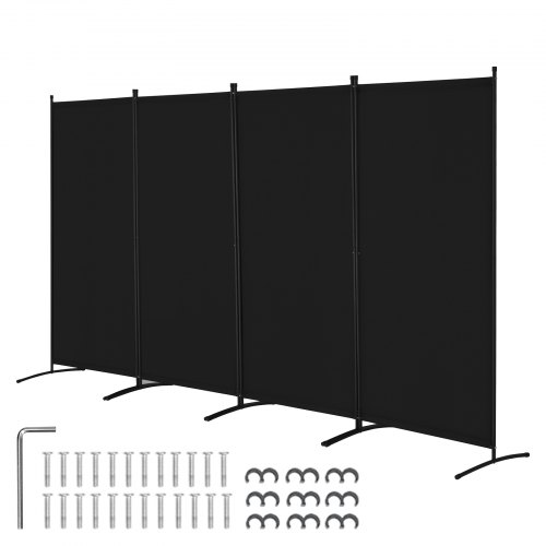 VEVOR Raumteiler 4 Paneele Paravent 3464 x 1840 x 520 mm, faltbarer Sichtschutz & tragbarer Trennwandteiler zur Raumtrennung, freistehende Raumteiler für Büro Schlafzimmer Arbeitszimmer, Schwarz