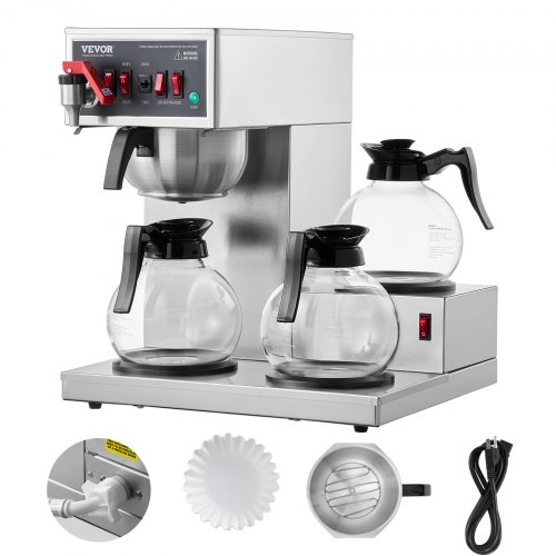 

VEVOR Kommerzielle Filterkaffeemaschine Kaffeemaschine 3 Glaskaraffen 12 Tassen