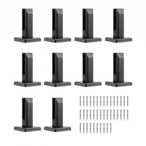 

VEVOR Glasklemme, 10 Stück quadratische Glasgeländerhalterung für 0,31"-0,47" gehärtetes Glas, Glasmontageklemme aus Edelstahl 304, 0,12" dicke Glasregalhalterung für Balkon, Garten, Terrasse, Treppe