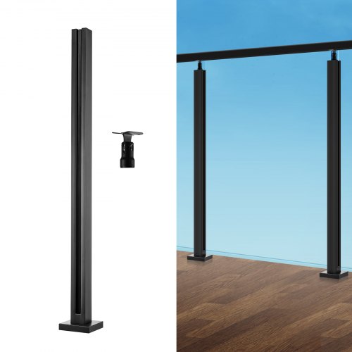 

VEVOR Glasklemme, 850 mm hohe Glasgeländerhalterung für 10–12 mm dickes Sicherheitsglas, Edelstahl 304, Glasregalhalterung für Balkon, Garten, Terrasse, Treppe, Schwarz