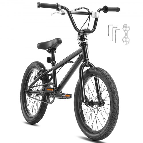 

VEVOR BMX Bike Fahrrad 45,7cm Rad Freestyle Hi-Ten-Stahl Rahmen 120kg Schwarz